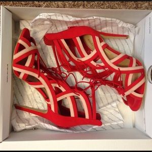 ALDO Red Lace-Up Shaylla heels